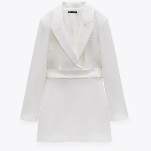NWT Zara White Belted Blazer Mini Dress - Picture 7 of 11